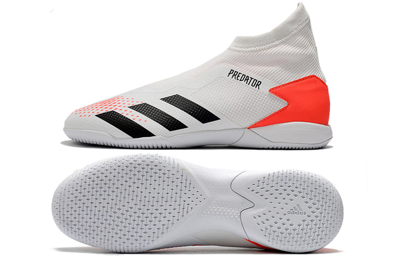 Adidas PREDATOR 20.3 Laceless IN - Branco/Laranja - Futsal