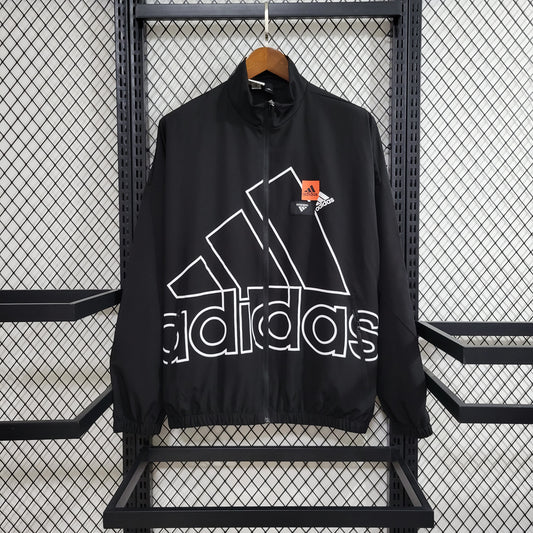 Jaqueta Corta-Vento Adidas - Preto com Branco