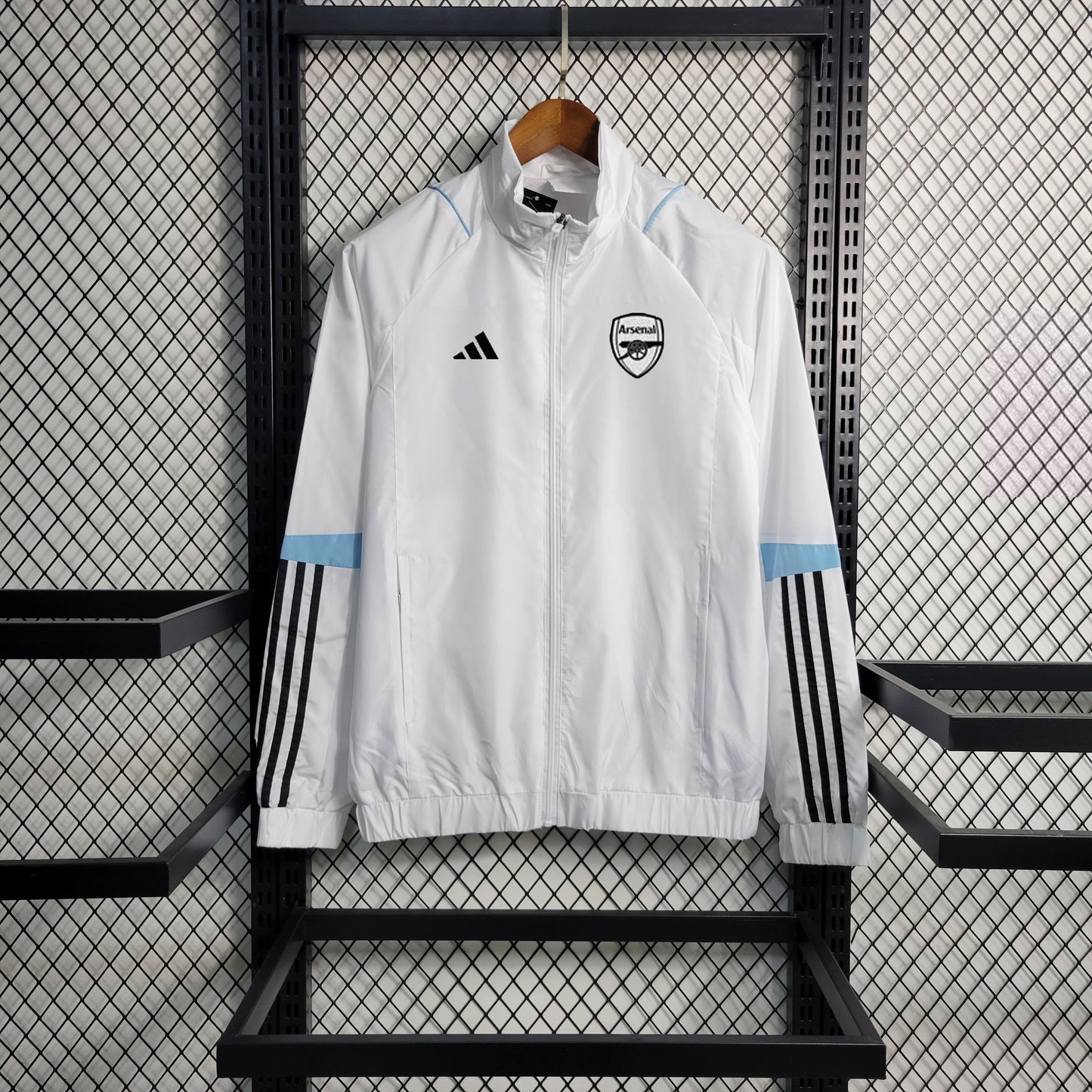 Jaqueta Corta-Vento Arsenal - Branco com Preto e Azul