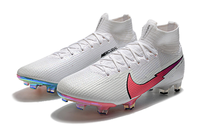 Nike Mercurial Superfly 7 Elite - Flyknit 360 - Branco/Rosa - Campo