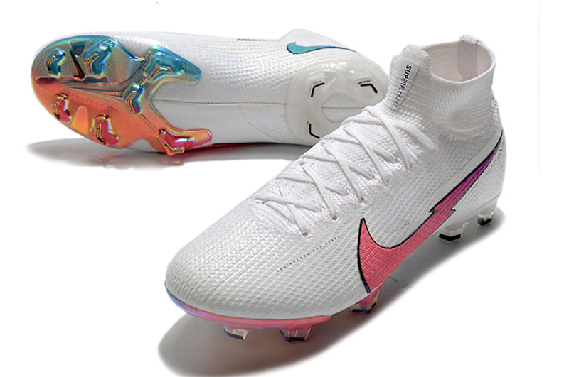 Nike Mercurial Superfly 7 Elite - Flyknit 360 - Branco/Rosa - Campo