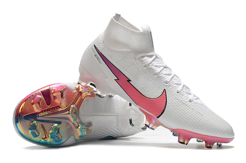 Nike Mercurial Superfly 7 Elite - Flyknit 360 - Branco/Rosa - Campo