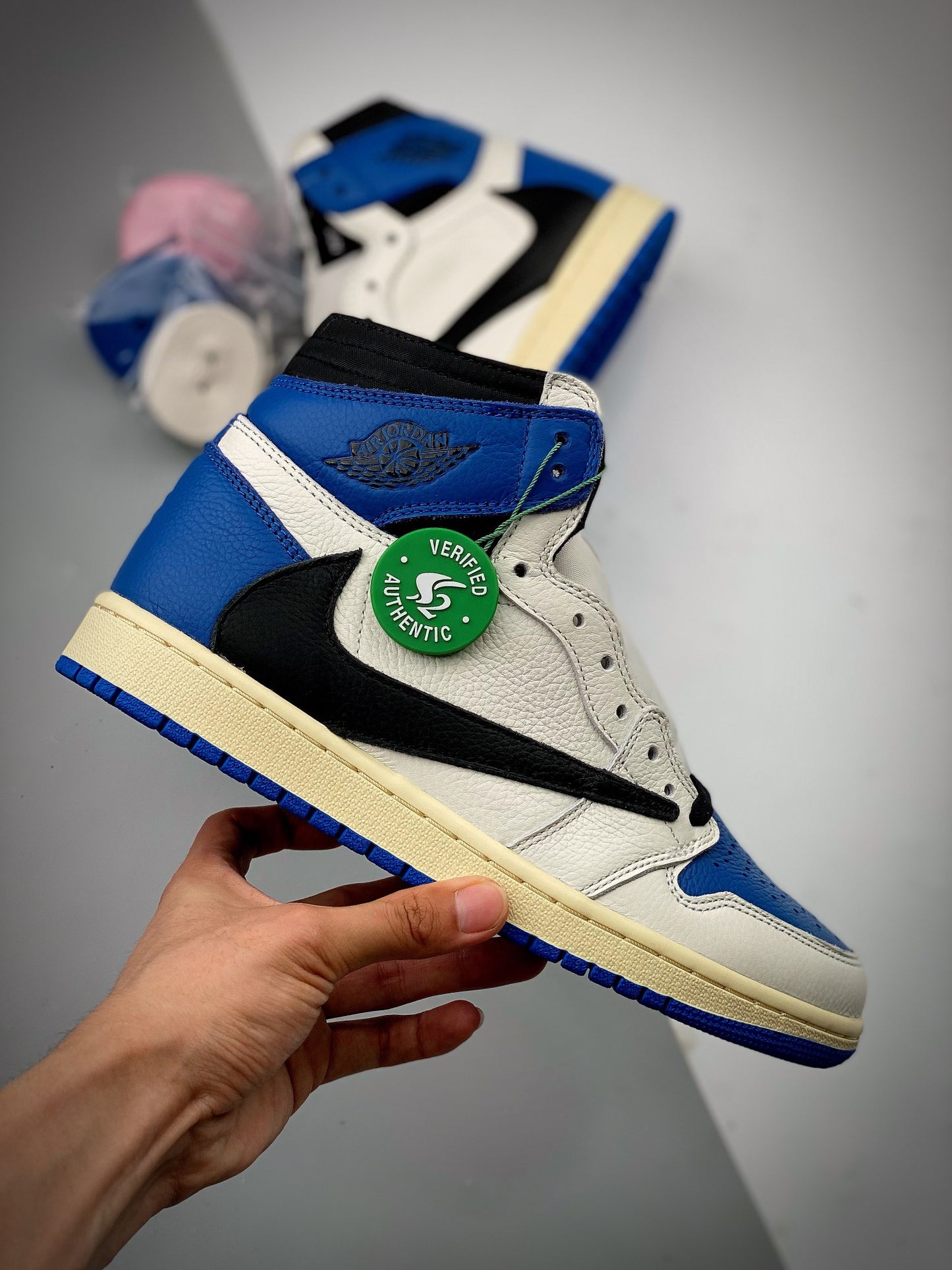 Travis Scott x  Fragment x Air Jordan 1 High "Military Blue"