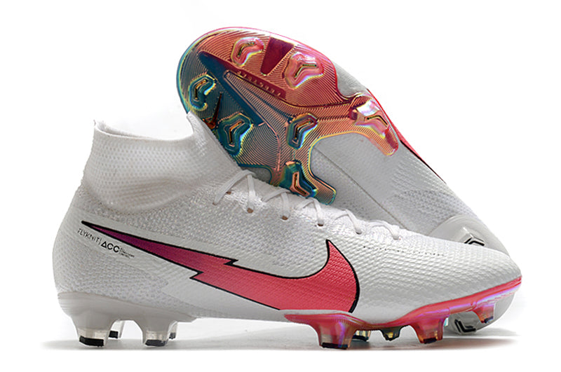 Nike Mercurial Superfly 7 Elite - Flyknit 360 - Branco/Rosa - Campo